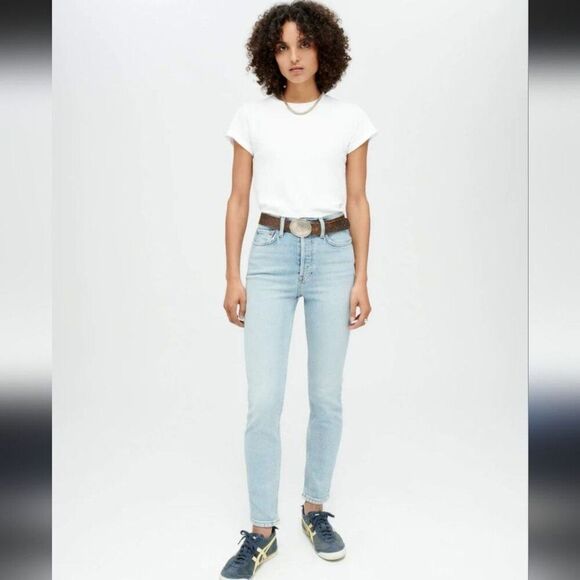 👖 MSRP $265 RE/DONE Comfort Stretch 90's High Rise Ankle Crop Jean Size 27 - Picture 1 of 12
